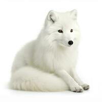 Arctic fox isolated on white background, generate ai photo