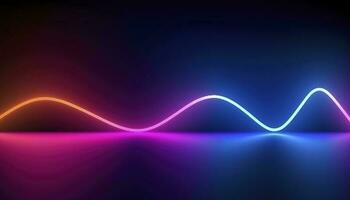 3d rendering, the abstract background of colorful neon wavy lines glowing in the dark. Modern simple wallpaper, generates ai photo