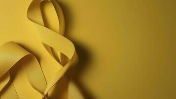 a yellow ribbon is placed on a yellow background, in the style of ultrafine detail, exciting texture, generate ai photo
