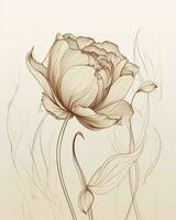 Lotus flower vector illustration with line art , generate ai photo