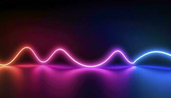 3d rendering, the abstract background of colorful neon wavy lines glowing in the dark. Modern simple wallpaper, generates ai photo