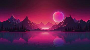 Mars purple space landscape with large planets on purple starry sky , generate ai photo