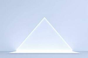 Realistic podium display with neon white lights, Product display background with light frame, White prodium product display with light effect, neon lights background, generate ai photo