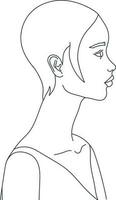 Female profile contour isolated on white background. Vector art