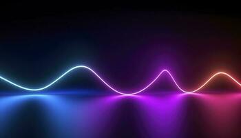 3d rendering, the abstract background of colorful neon wavy lines glowing in the dark. Modern simple wallpaper, generates ai photo
