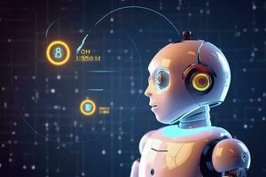 Smart City with robot system artificial intelligence, Chat GPT chatbot AI, Chatting with a smart AI or artificial intelligence chatbot developed by Open AI, Generate AI photo
