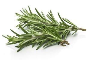 Fresh green organic rosemary leaves and peper isolated on white background, generate ai photo