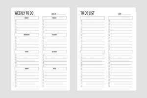 Weekly to do list planner, simple design vector