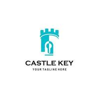 Castle kingdom negative space logo design with secure lock - vector illustration. Suitable for your design need, logo, illustration, animation, etc.