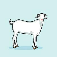 blanco masculino cabra o dólar Doméstico granja animal en pie en suave azul fondo, vector ilustración