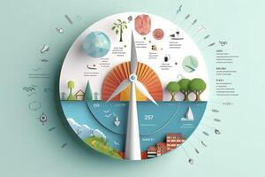 renovable energía por 2050 carbón neutral energía o invernadero gas emisión co2, reducir co2 emisión concepto, generativo ai foto