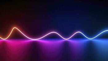 3d rendering, the abstract background of colorful neon wavy lines glowing in the dark. Modern simple wallpaper, generates ai photo