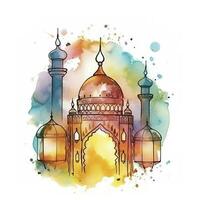 Vector watercolor ramadan kareem greeting. image created ai photo