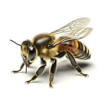 Golden honeybee or bee isolated on the white background, generate ai photo