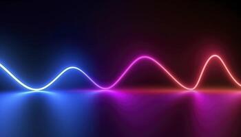 3d rendering, the abstract background of colorful neon wavy lines glowing in the dark. Modern simple wallpaper, photo