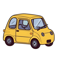 dinamico giallo auto modello cartone animato, iconico illustrazione per travolgente settore automobilistico disegni png