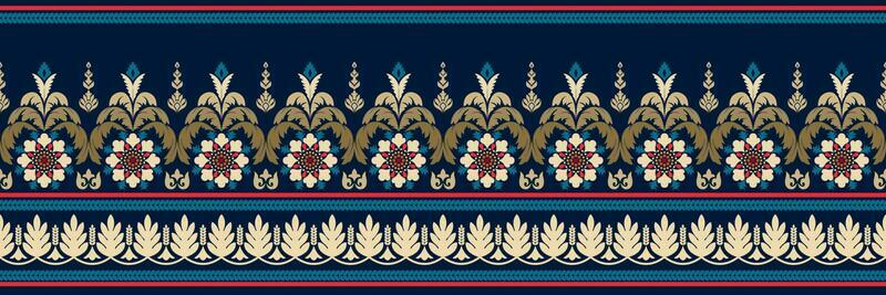 Paisley ethnic seamless pattern design. floral pattern with paisley and indian flower motifs. damask style pattern for textil and decoration