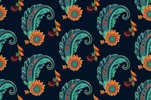 Paisley ethnic seamless pattern design. floral pattern with paisley and indian flower motifs. damask style pattern for textil and decoration vector