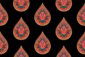 Paisley ethnic seamless pattern design. floral pattern with paisley and indian flower motifs. damask style pattern for textil and decoration vector