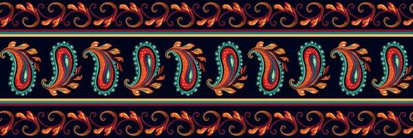 Paisley ethnic seamless pattern design. floral pattern with paisley and indian flower motifs. damask style pattern for textil and decoration vector