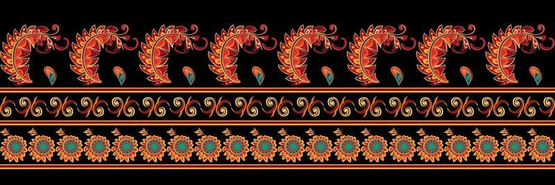 Paisley ethnic seamless pattern design. floral pattern with paisley and indian flower motifs. damask style pattern for textil and decoration