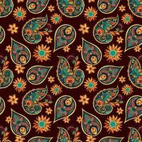 Paisley ethnic seamless pattern design. floral pattern with paisley and indian flower motifs. damask style pattern for textil and decoration vector