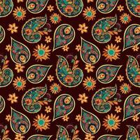 Paisley ethnic seamless pattern design. floral pattern with paisley and indian flower motifs. damask style pattern for textil and decoration vector