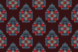 Paisley ethnic seamless pattern design. floral pattern with paisley and indian flower motifs. damask style pattern for textil and decoration vector