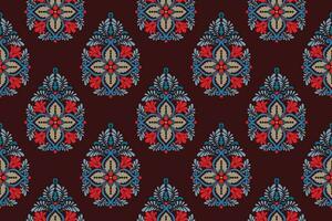 Paisley ethnic seamless pattern design. floral pattern with paisley and indian flower motifs. damask style pattern for textil and decoration vector