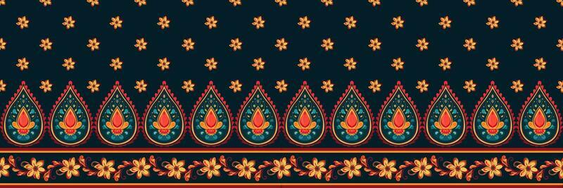 Paisley ethnic seamless pattern design. floral pattern with paisley and indian flower motifs. damask style pattern for textil and decoration