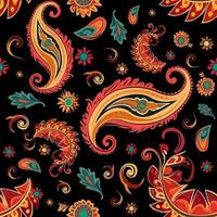 Paisley ethnic seamless pattern design. floral pattern with paisley and indian flower motifs. damask style pattern for textil and decoration vector