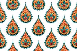 Paisley ethnic seamless pattern design. floral pattern with paisley and indian flower motifs. damask style pattern for textil and decoration vector