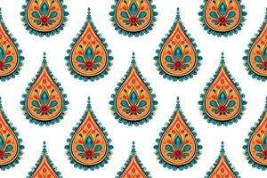 Paisley ethnic seamless pattern design. floral pattern with paisley and indian flower motifs. damask style pattern for textil and decoration vector