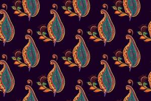 Paisley ethnic seamless pattern design. floral pattern with paisley and indian flower motifs. damask style pattern for textil and decoration vector