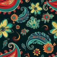 Paisley ethnic seamless pattern design. floral pattern with paisley and indian flower motifs. damask style pattern for textil and decoration vector