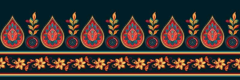 Paisley ethnic seamless pattern design. floral pattern with paisley and indian flower motifs. damask style pattern for textil and decoration