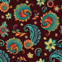 Paisley ethnic seamless pattern design. floral pattern with paisley and indian flower motifs. damask style pattern for textil and decoration vector