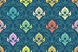 Paisley ethnic seamless pattern design. floral pattern with paisley and indian flower motifs. damask style pattern for textil and decoration vector