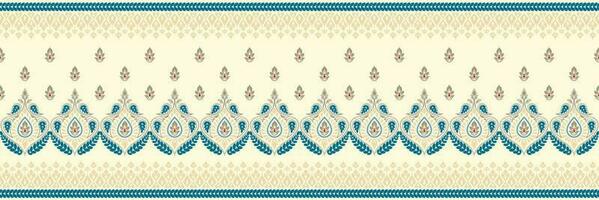 Paisley ethnic seamless pattern design. floral pattern with paisley and indian flower motifs. damask style pattern for textil and decoration vector