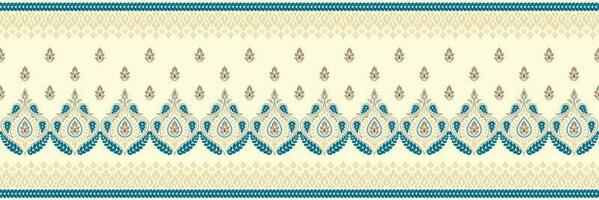 Paisley ethnic seamless pattern design. floral pattern with paisley and indian flower motifs. damask style pattern for textil and decoration vector