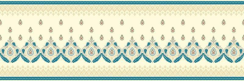 Paisley ethnic seamless pattern design. floral pattern with paisley and indian flower motifs. damask style pattern for textil and decoration