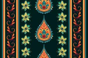 Paisley ethnic seamless pattern design. floral pattern with paisley and indian flower motifs. damask style pattern for textil and decoration vector