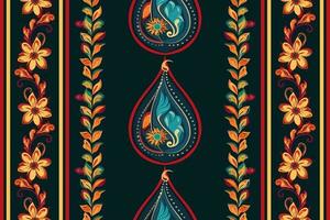 Paisley ethnic seamless pattern design. floral pattern with paisley and indian flower motifs. damask style pattern for textil and decoration vector