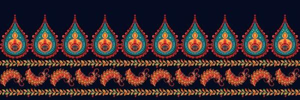 Paisley ethnic seamless pattern design. floral pattern with paisley and indian flower motifs. damask style pattern for textil and decoration vector