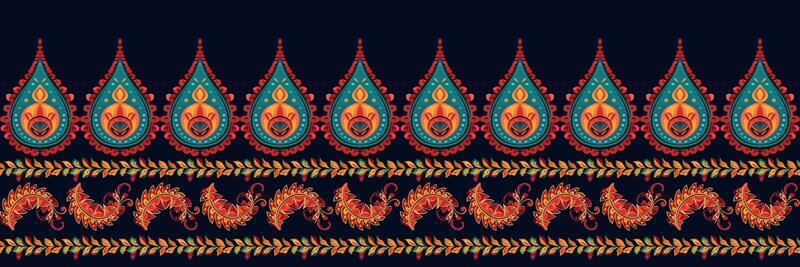 Paisley ethnic seamless pattern design. floral pattern with paisley and indian flower motifs. damask style pattern for textil and decoration