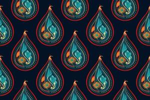 Paisley ethnic seamless pattern design. floral pattern with paisley and indian flower motifs. damask style pattern for textil and decoration vector