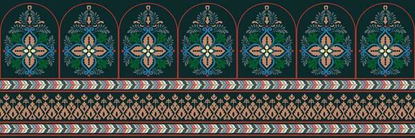 Paisley ethnic seamless pattern design. floral pattern with paisley and indian flower motifs. damask style pattern for textil and decoration vector