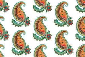 Paisley ethnic seamless pattern design. floral pattern with paisley and indian flower motifs. damask style pattern for textil and decoration vector