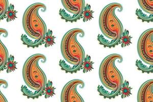 Paisley ethnic seamless pattern design. floral pattern with paisley and indian flower motifs. damask style pattern for textil and decoration vector