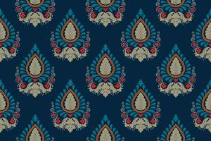 Paisley ethnic seamless pattern design. floral pattern with paisley and indian flower motifs. damask style pattern for textil and decoration vector